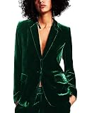 SEBOWEL Damen Velvet Blazer Jacke Elegant Business Büro Jäckchen XL Grün