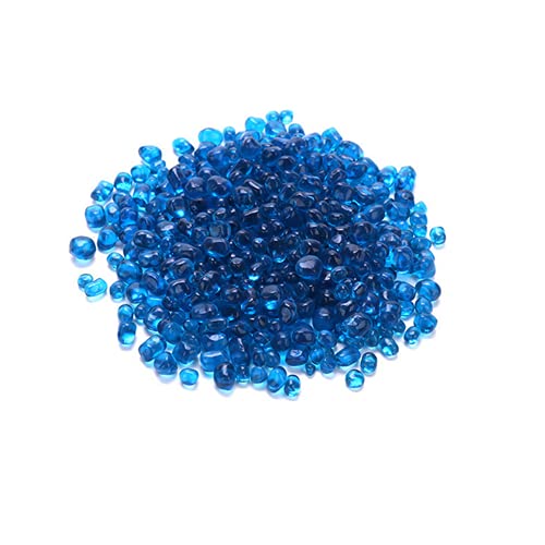 Piedra de cristal azul claro, 460 g de guijarro de cristal de mar irregular, no tóxica, hermosa piedra preciosa de cristal artificial, tanque de tortugas de acuario, decoración de maceta Cover