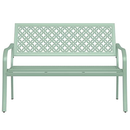 Grand patio Outdoor Bench, Garden Benches with Anti-Rust Steel Metal Frame, Patio Seating for Front Porch Outside Furniture Decor, Mint Grand patio Outdoor Bench, Garden Benches with Anti-Rust Steel Metal Frame, Patio Seating for Front Porch Outside Furniture Decor, Mint