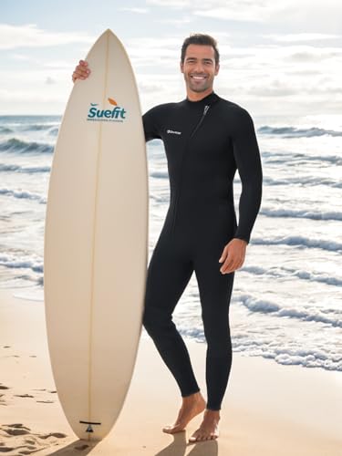 Owntop Hombres Traje de Neopreno 3/2mm - Trajes de Buceo con Cremallera Delantera, Stretch Pro Wetsuit Térmico de Longitud Completa para Surf Snorkel, Hombre Negro L - imagen 7