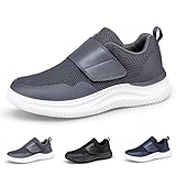 Sudychen Chaussures Orthopédiques pour Hommes Extra Larges Fermeture Scratch pour Pieds Sensibles Chaussures Diabétiques Confortables EU 39 47