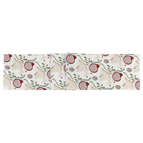 Boston International Cotton Table Runner Dining Room Tabletop Decorations for Home and Tablescapes, 72" x 13", Winter Berry