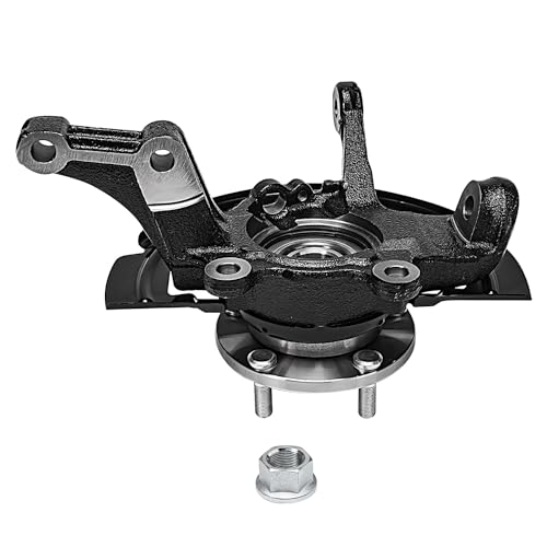 Image of Detroit Axle - 3.5L Steering Knuckles Kit for 02-06 Nissan Altima, 2 Front Steering Knuckles & Wheel Bearing Hubs 2 Rear Wheel Bearing Hubs 2002 2003 2004 2005 2006 [Non-ABS] Replacement - 4pc Set