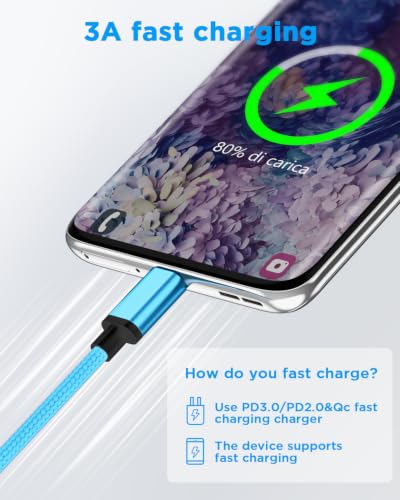 Aioneus USB A to USB C Cable 10 FT 2Pack 3A Fast Charging USBC Cord Braided | Type C Charger for Android Phones, Samsung Galaxy S26 S25 S24 S23 A13 A14 A15 A16 A17 A32 A35 A71, Pixel 10 9 8,iPhone 18 17 — view 4