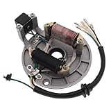 Fonction : La bobine du stator de la moto est l'élément central de l'allumage, assurant la conversion de l'énergie mécanique en énergie électrique pour alimenter l'ensemble du système électrique du véhicule.