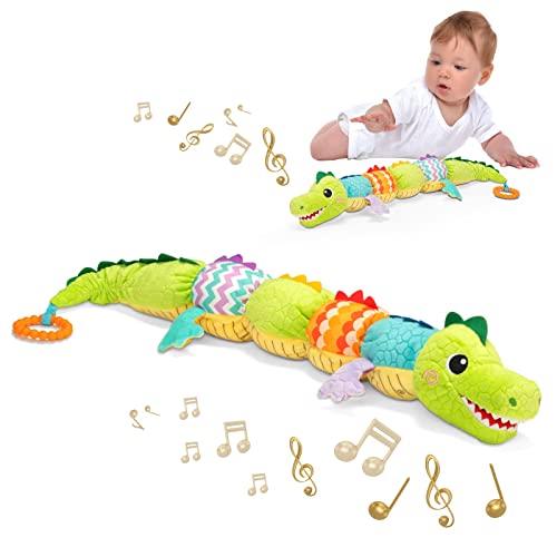 Image of Jollybaby Baby Toys 0 3 6 9 12 Months, Tummy Time Baby Toys with Rattles, Crinkle, Newborn Baby Musical Toys for Infant Boys & Girls Caterpillar(Alligator)