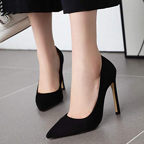 Caradise Womens Faux Suede Pointed Toe Stiletto High Heels Pumps Slip On Office Dress Shoes2