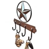 EcoRise Brown Texas Country Western Key Holder - Rustic Wall Décor Key Hanger for Home, Vintage Meta