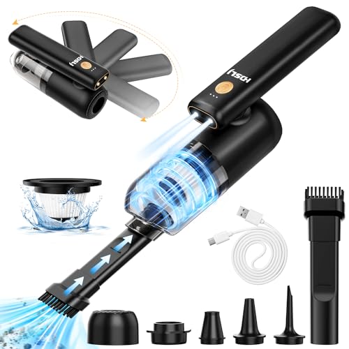 Handheld Car Vacuum Cleaner Cordless with LED, 18000PA Mini Car Vacuum High Power with Strong Suction, 180°Foldable 6 in 1 Portable Hand Held Vacuum