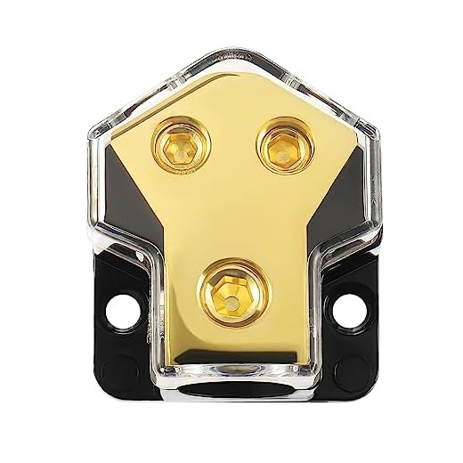 BOJACK Divisor de 2 vías Amp Bloque de distribución de energía de Cobre Calibre 0/2/4 AWG de Entrada, Calibre 4/8 de Salida para Divisor de Audio de automóvil (1PCS)