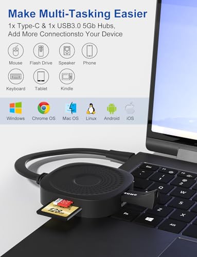 Image of Magnetic USB C Hub Card Reader for iPhone 16 15 Pro Max - 4 in 1 Type-C SD3.0 MicroSD3.0 Card Solt 100W PD 5Gbps USB3.0 USB-C Adapter, Magsafe SD Reader for iPhone, MacBook Pro Air, Pad Pro Type-C