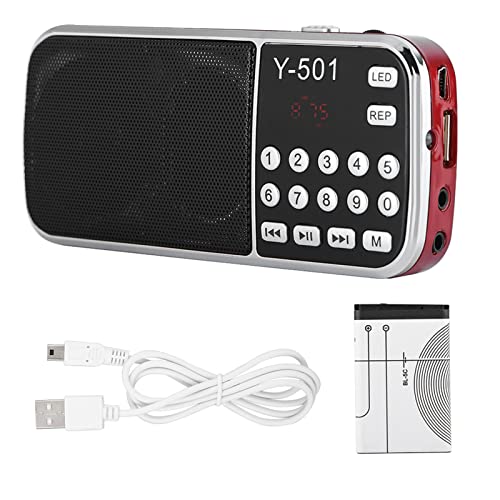 Haut-parleur radio FM portable rouge compact contre les grésillements