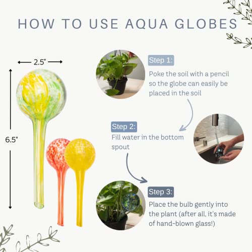 Aqua Watering Globes And Aqua Watering Bulbs - 3 Mini Pack Of Colored Glazed Red/Yellow/Green #TOP4