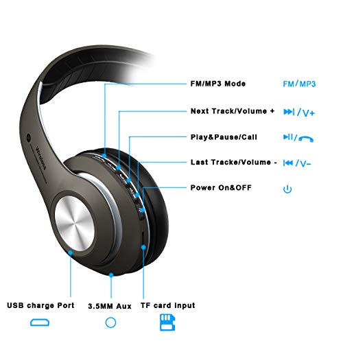 Cuffie Bluetooth Wireless Over ear G5 con Microfono e stereo Hi-Fi Ricaricabile,Auricolari Senza Fili con Paraorecchie aderenti,Cuffie Pieghevoli con Bluetooth 4.2 per Smartphone/PC/TV