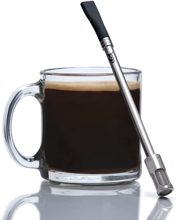 JoGo - The Original Coffee and Tea Brewing Straw - Portable Coffee Maker - Stainless Steel Single Serve Strainer - Filter Function for Hot & Cold Brew - Yerba Mate Straw for Loose Leaf Teas & Coffe
