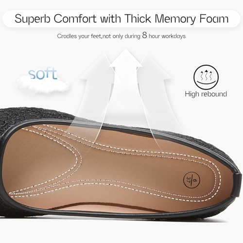 Shupua Flats for Women Lace Ballet Flats Dressy Comfortable Ballerina Flats Low Heel Wedding Flats Shoes Round Toe Flats for Bide, Ladies, Girls3