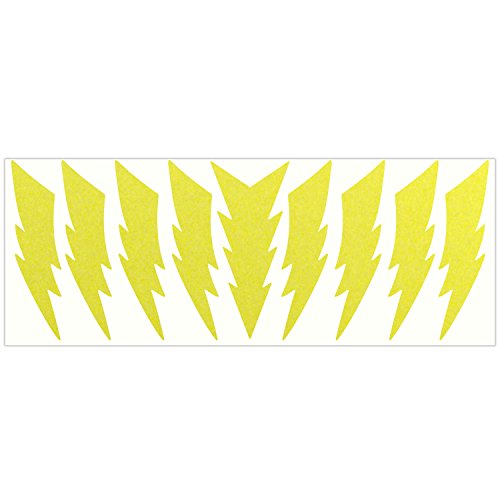 LiteMark Reflective Lightning Bolt Sticker, Bike, Helmet, Lemon Yellow, 4 Inch - Pack of 9 Pcs