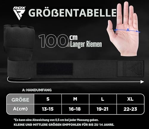 RDX Gel Innenhandschuhe Boxen MMA Muay Thai Training, Elastisch Boxbandagen 100cm Lang Handgelenkbandagen, Kampfsport Sparring Handbandagen Inner Boxing Gloves Punchingbälle Punchinghandschuhe