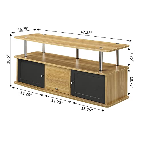 Convenience Concepts Designs2Go 50 inch TV Stand with 3 Storage Cabinets and Shelf, Light Oak