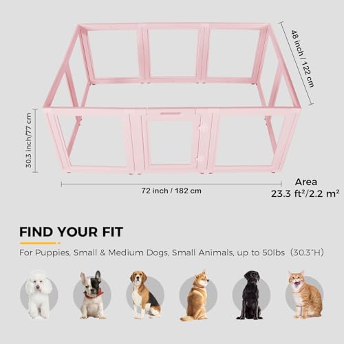 Image of EVERFRONT Clear Acrylic Dog Playpen - Clear Dog Play Pen - Easy Assemble Acrylic Dog Playpen - Puppy Playpen, Cat Playpen, Small Animal Playpen, Dog Play Pen Indoors