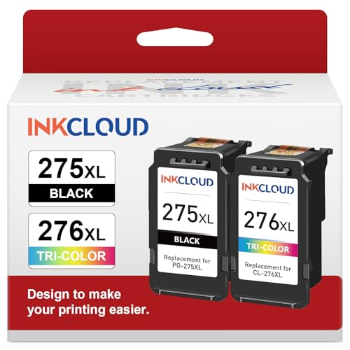 INKCLOUD 275XL 276XL Ink Cartridge Compatible with Canon 275XL and 276XL Printer Ink Combo for Canon PIXMA TS3520 TS3522 TS3500 TR4720 TR4722 TR4700 Printer(Black Color, 2 Pack)