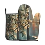 All Lights on fire - Guantes de horno con almohadillas aislantes, 2 manoplas de parrilla para el hogar, adecuados para cocina, microondas, hornear, cocinar