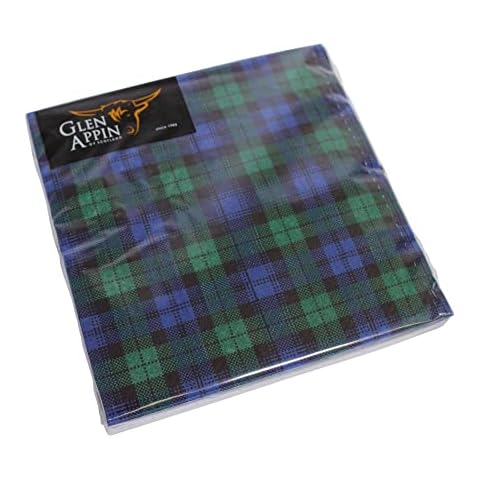 Glen Appin of Scotland Scottish Blackwatch Tartan 3 Ply Paper Napkins Cover