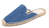 U-lite Women's Simple Mule Breathable Flat Espadrilles Shoes, Pure Color Mules Denim Blue8