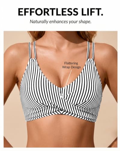 Image of Holipick Women's Twist Front Bikini Top | Removable Pads, Adjustable Straps, V Neck, Full Lining, Breathable Fabric for Beach, Pool, and Vacation