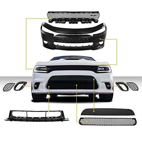 Cheda Front Bumper Replacement Body Kit Compatible With 2015 2016 2017 2018 2019 2020 2021 2022 Dodge Charger Srt Style #TOP2