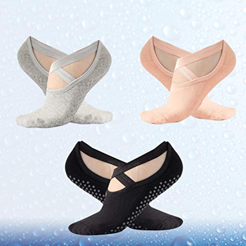 3 pares de meias antiderrapantes para ioga IMIKEYA para Pilates Pure Barre Ballet Dance Barefoot Wor