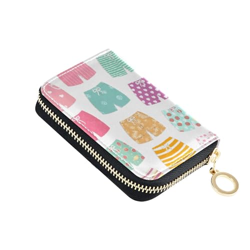Burbuja Beach Shorts Pattern Credit Card Holder for Women Men RFID Blocking, Leather Accordion Zipper Card Case Wallet 11 Slots