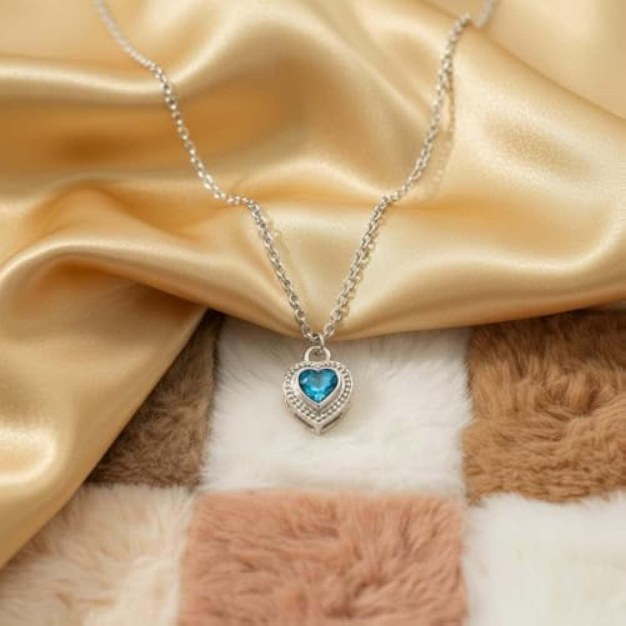 Heart Pendant with American Diamond Necklace for Women