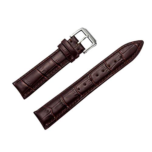 Leather Watch Band 2 Pieces Alligator Embossed Calfskin Strap Wrist Replacement Dark Brown 21mm