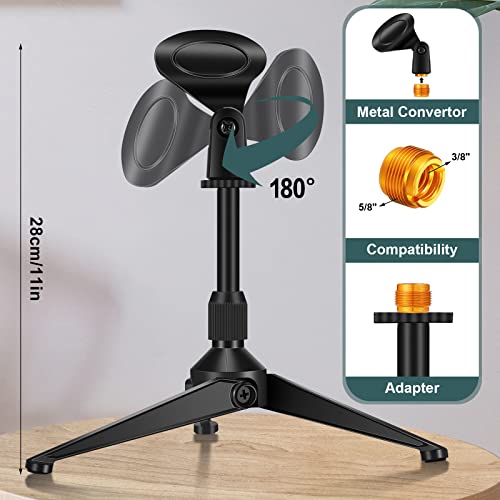 6 Pack Desktop Mic Stand Portable Foldable Tripod With Mic Clip Holder Adjustable Height Mini Table Microphone Stand With 5/8 Inch Male To 3/8 Inch Female Screw For Most Microphones #TOP1