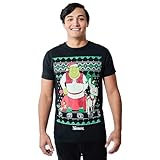 Bioworld Shrek & Donkey Holiday Sweater Pattern Men's Charcoal Crew Neck Short Sleeve T-Shirt-Large