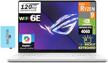 ROG Zephyrus G14 14.0" OLED 120Hz QHD White Gaming Laptop (AMD Ryzen 9 8945HS, RTX 4060 8GB, 16GB LPDDR5X RAM, 2TB PCIe SSD, RGB Backlit KB, WiFi 6E, Bluetooth 5.3, Micro SD, Win11Pro) w/DKZ Hub