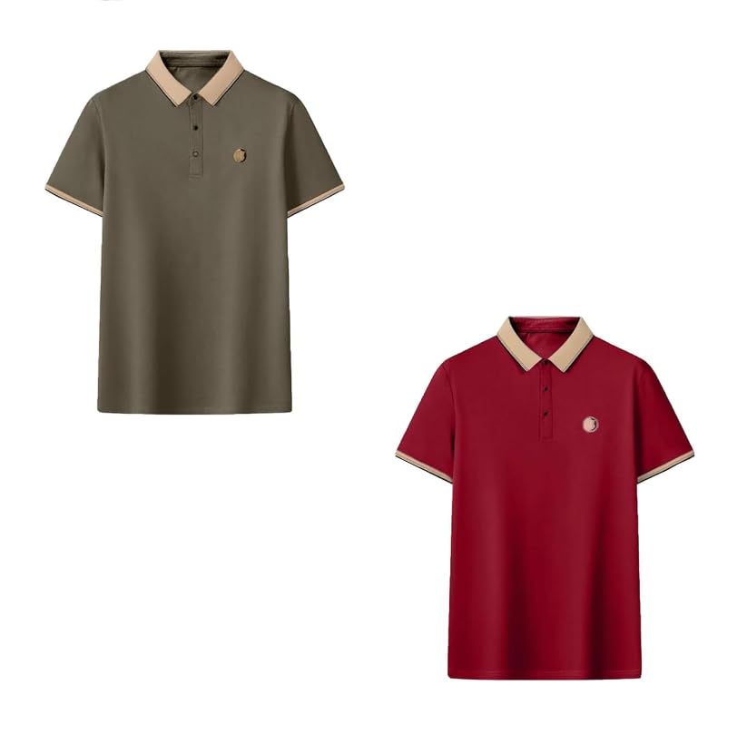 2PCS Men's Ice Silk Breathable Embroidered Polo, Gentclassic - Men's Breathable Ice-Silk Stretch Shirt