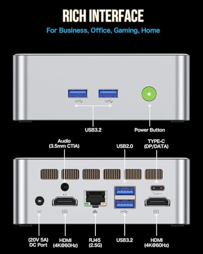 Image of GMKtec Mini PC Intel i5-12450H Processor (Turbo 4.4 GHz) 16GB(8 * 2) DDR4 1TB M.2 NVMe SSD i226v NIC USB 3.2, Type-C /WiFi 6, BT5.2, RJ45 2.5G / 4K Triple Display Desktop Computers PC
