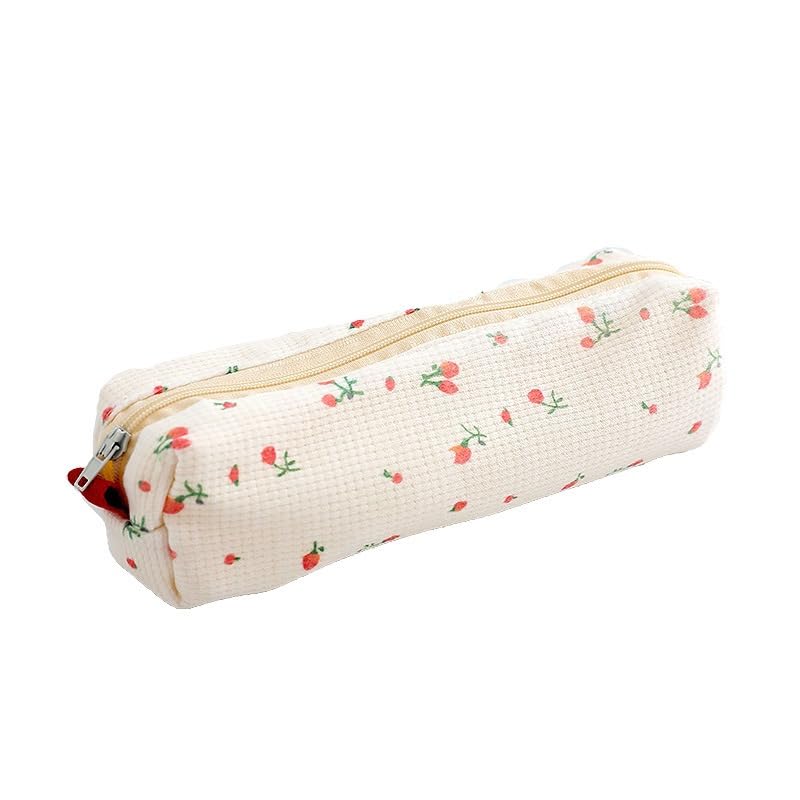 Image of Pink Floral Styl Pencil Bag, Pencil Case, Pen Holder Coin Pouch, Cute Simple Pen Bag, Stationery Organizer Multifunction Makeup Storage Bag, Pen, Pencil and Marker Cases Office Supplies