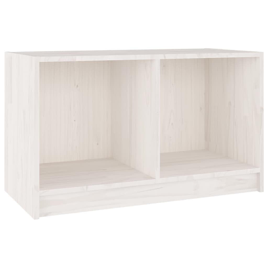 Mobile Porta TV Bianco 70x33x42 cm in Legno Massello di Pino | Armadietto basso da salotto con ripiani a giorno per riporre decoder, console e riviste in modo ordinato
