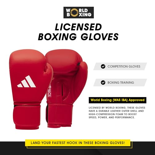 Image of adidas Unisex's AIBA Approved Competition Boxing Gloves (Red, 10oz)