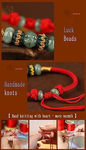 Xgimas Beads Bracelet for Women Men, Adjustable Hand-Woven Cord Lucky Jade Beaded Friendship Protection Red String Bracelets for Friends Gifts - Image 6