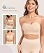 Model wearing Finduself Strapless Bras Non-Slip Padded Bandeau .