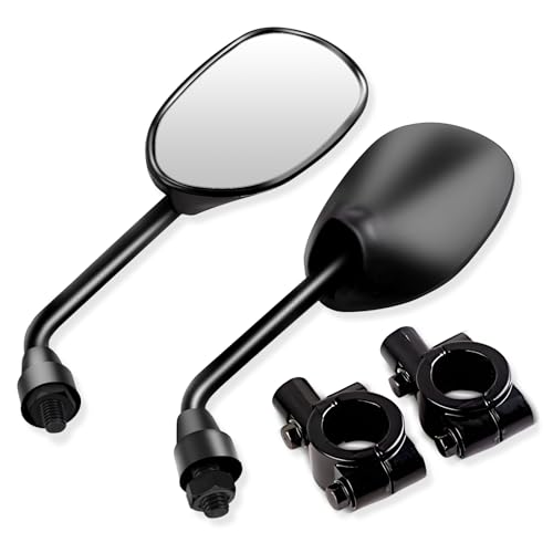 XYZCTEM Black Retro Style Side Rearview Mirror w/ 7/8 Handlebar Mount 8mm Adaptor For Mountain Bike BMX Bicycle Motorcycle Dirt Bike ATV Cruiser Chopper-Pair