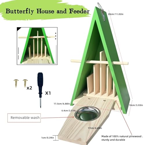 Casa de borboletas, alimentadores de borboleta de madeira para ambientes externos, kit de borboleta