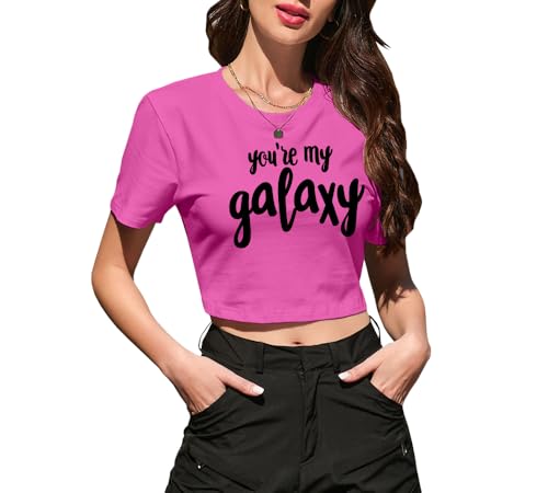 Image of Betusline Girls & Women Basic Summer Short Sleeve Slim Fit T-Shirts Soft Crewneck Crop Y2k Tee Cute Gym Fashion Clothes