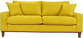 Sofá Living Istambul Em Courino Couro Sintetico (Amarelo)