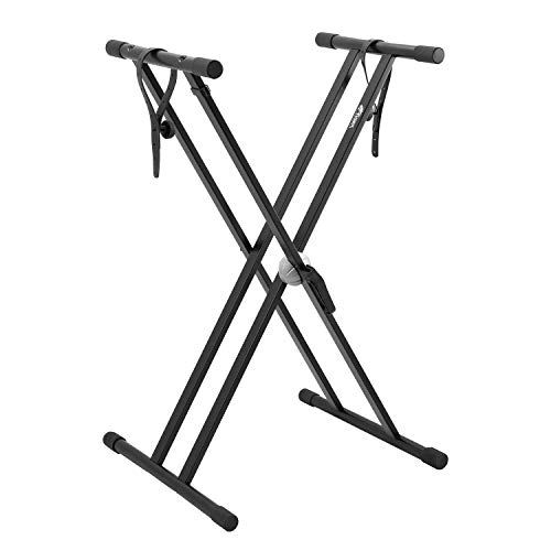 TIGER KYS16-BK Support de clavier avec sangles de fixation - Cadre en X à double renfort