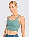 CRZ YOGA Women's Strappy Longline Sports Bras - Wirefree Padded Medium Impact Workout Crop Tank Top Grey Feather Green X-Large